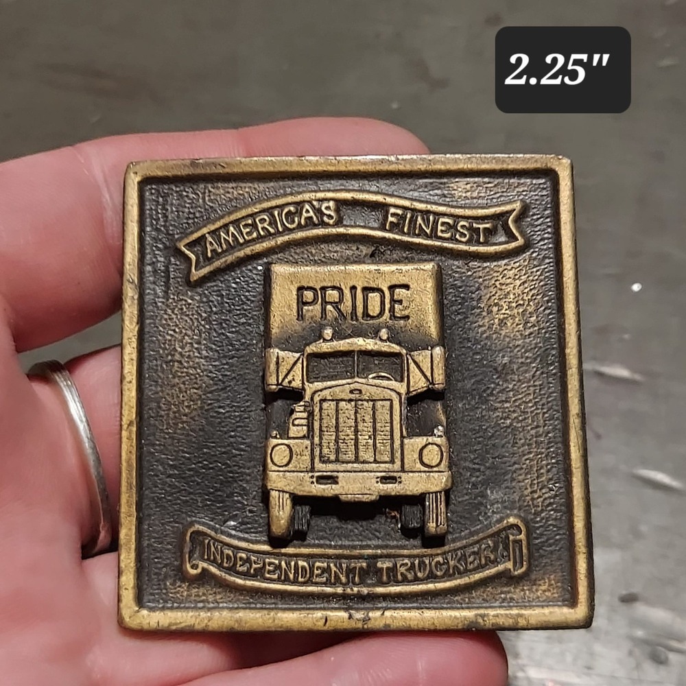 VINTAGE 1970s *PRIDE AMERICA'S FINEST INDEPENDENT TRUCKER* BELT BUCKLE #1936